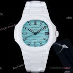 Super Clone AET Remould Patek Philippe Nautilus 5711 White Ceramic Baby Blue 9015 Watches